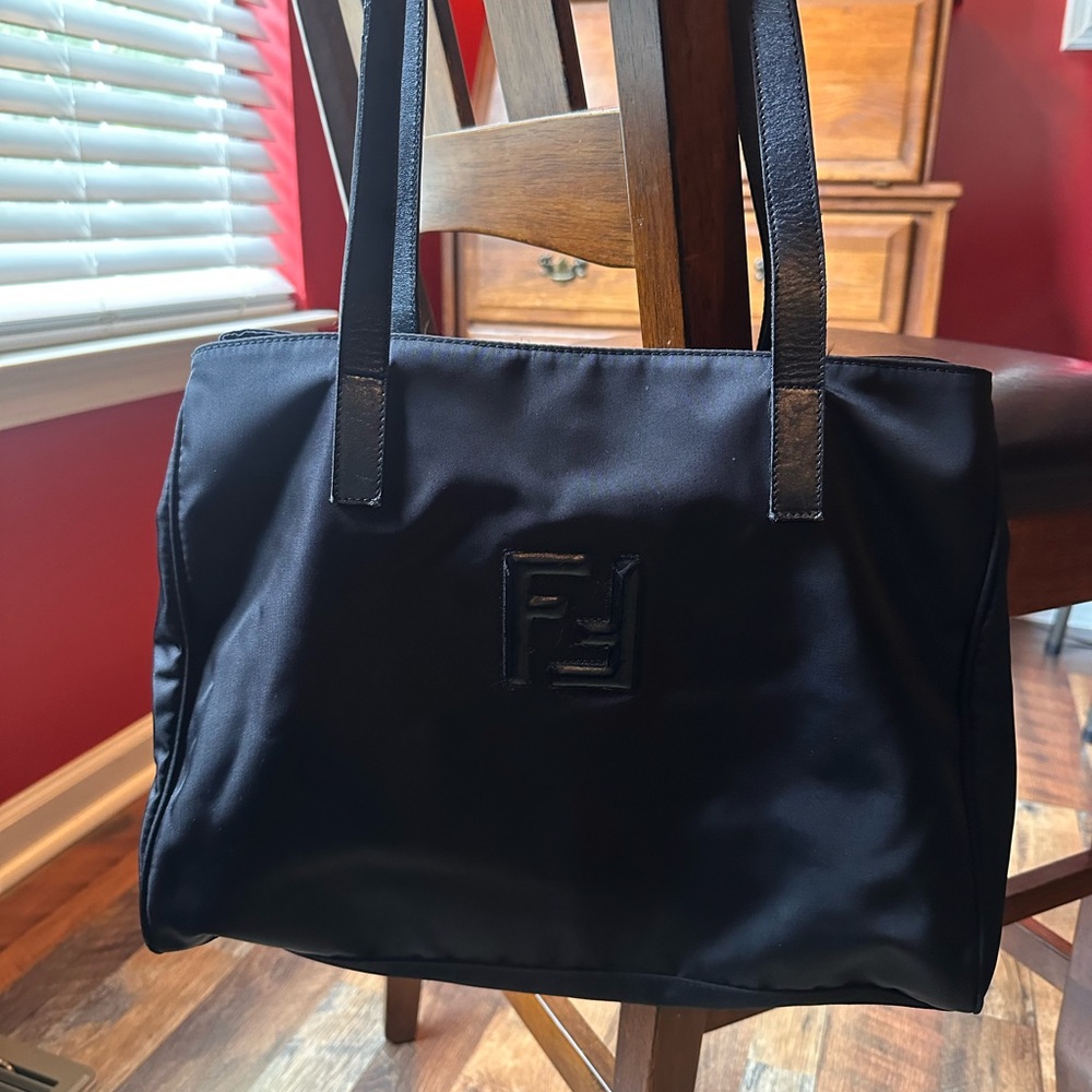 Fendi Black Nylon Tote Bag with Structured Design